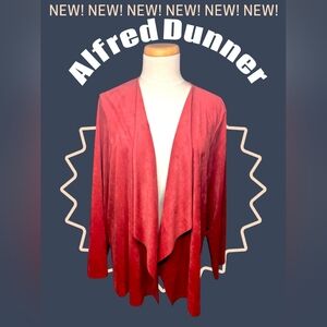 Alfred Dunner Women’s 18W Red Open-Front Drape Cardigan